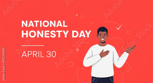 Man in white shirt holding heart on national honesty day symbolizing truth and integrity on april 30