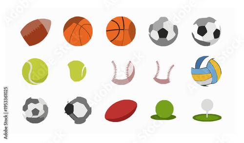 Sport balls vector icon set with football basketball soccer and more isolated on white background