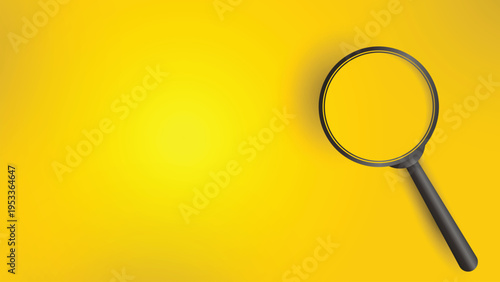 Modern Magnifying Glass on Vibrant Yellow Background with Blank Text Space