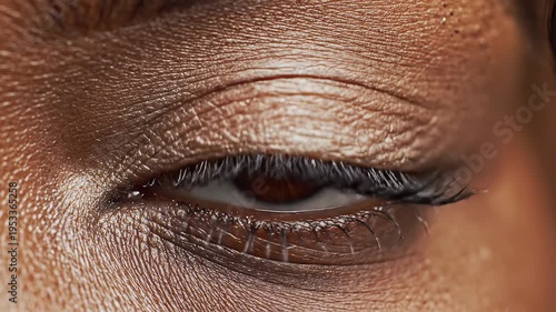 Closeup of human eye with forest reflection