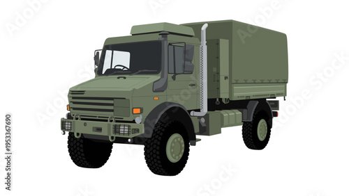 Military cargo truck vector illustration for logistics and transport