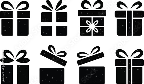 Gift boxes with ribbons and bows on transparent background vector illustration holiday surprise presents