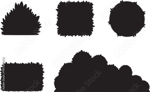Abstract shapes representing bushes, trimmed and natural, for garden and landscape design elements