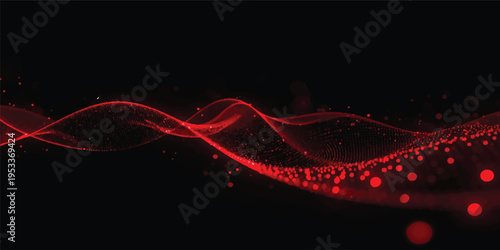 Glowing red and white light trails create a vibrant motion pattern with flowing waves and fractal energy lines against a black backdrop