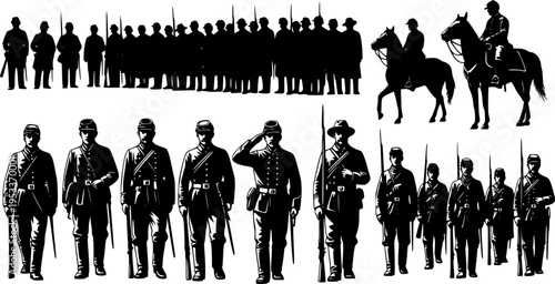 Civil war soldier troop silhouette vector