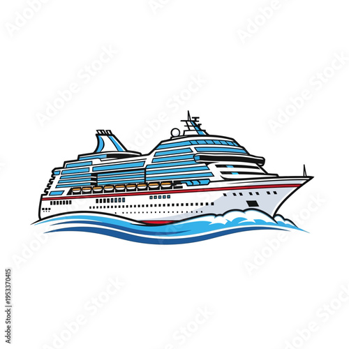 Large cruise ship sailing on the ocean waves.