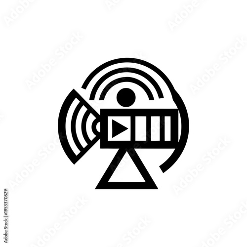 Live streaming broadcast symbol for real time communication and media sharing Vector illustration