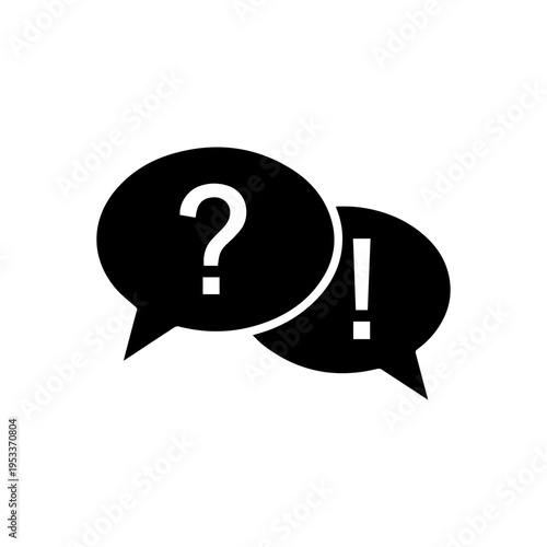 Question and answer chat communication silhouette concept icon Vector illustration