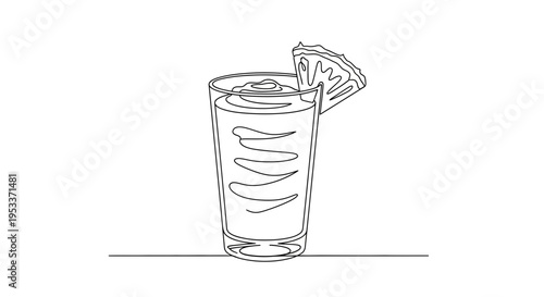 Vector illustration of a glass of water with lemon slice