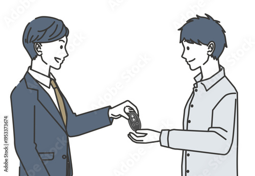 自動車購入後のキー受け渡しイメージ