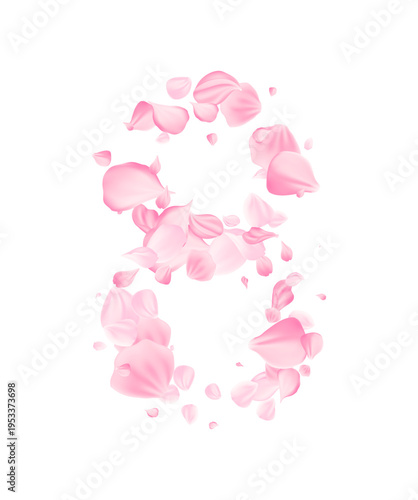Rose Petal number eight. 8 march holiday card element.