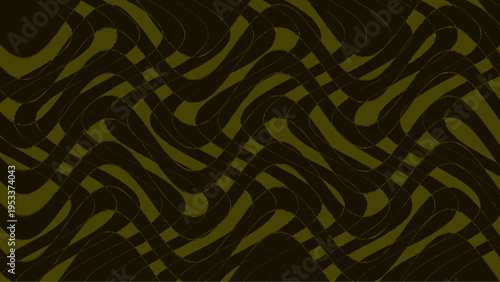 abstract dark brown and olive green wavy pattern with interlocking curved lines creating rhythmic woven optical depth effect