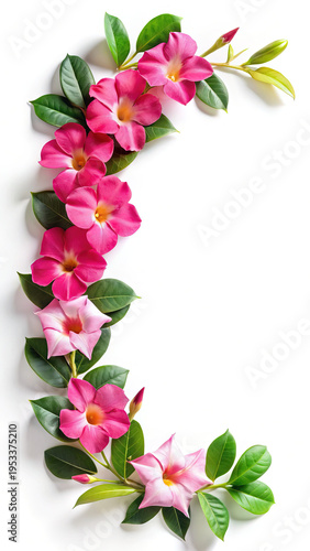 Elegant floral arrangement featuring vibrant pink mandevilla flowers and lush green foliage