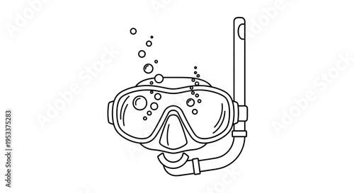 Vector scuba diving mask and snorkel illustration