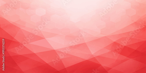 Abstract red and pink background featuring a seamless triangle pattern and colorful mosaic shapes for a bright vector illustration backdrop or art cover design
