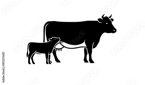 Cow and Calf Silhouette Collection in Different Poses for Farm Vector Designs