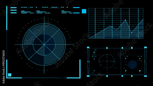 Abstract digital interface with glowing blue lines and geometric shapes