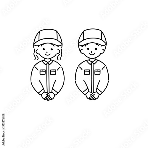 作業着を着た人(線画)