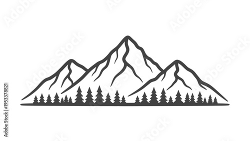 Mountain range silhouette graphic with trees nature and adventure concept
