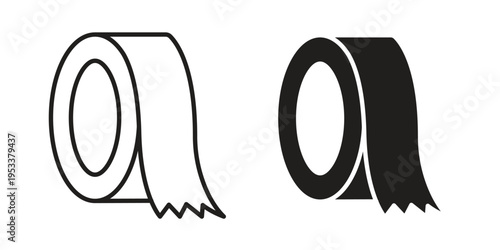 Adhesive tape icon symbols, Solid black and editable stroke icons
