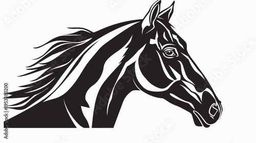 Elegant black horse head silhouette vector illustration against white background