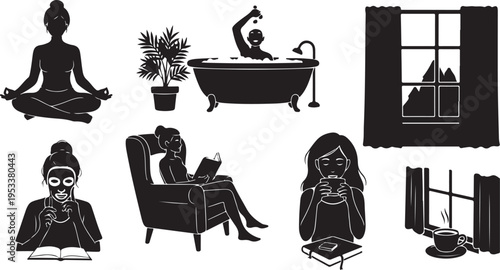 Black and white of meditation and office work in minimalist style yoga office chair