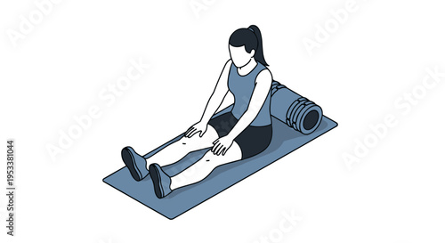 Woman sitting on yoga mat preparing for exercise or stretching.