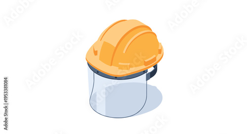 Yellow Hard Hat with Face Shield for Safety and Protection.