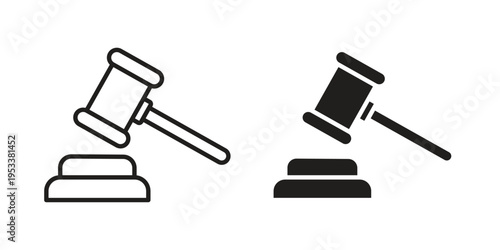 Auction icon symbols, Solid black and editable stroke icons