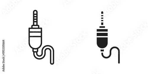 Audio jack icon symbols, Solid black and editable stroke icons