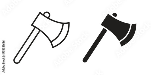 Axe icon symbols, Solid black and editable stroke icons