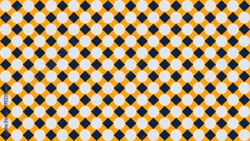 Harlequin Pattern with Diamonds and Circles vector background