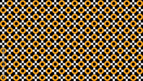 Abstract Geometric Pattern with Circles and Checkers vector background