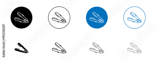 Hair straightener icons set. vector illustration