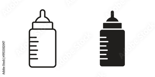 Baby milk bottle icon symbols, Solid black and editable stroke icons