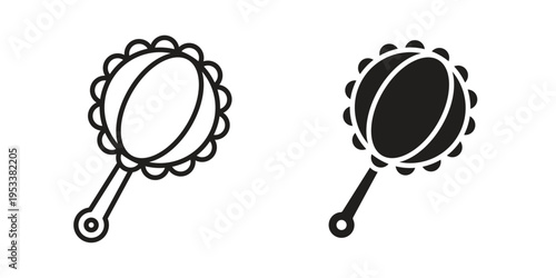 baby rattle icon symbols, Solid black and editable stroke icons