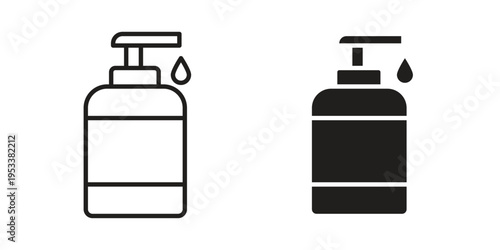 Baby shampoo icon symbols, Solid black and editable stroke icons