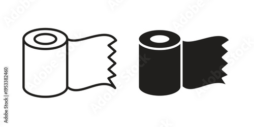 Bandage roll icon symbols, Solid black and editable stroke icons