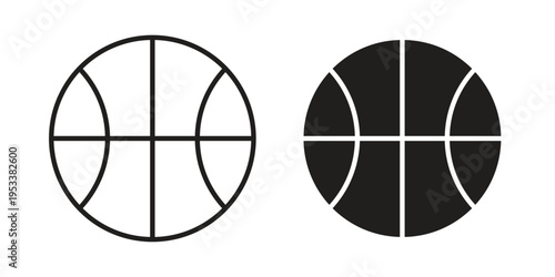 Basketball icon symbols, Solid black and editable stroke icons