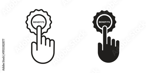 benefits icon symbols, Solid black and editable stroke icons