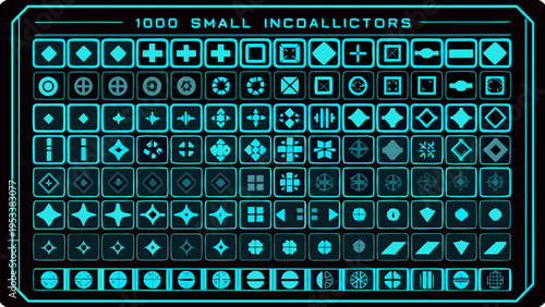 A collection of one thousand small glowing teal incdallictors displayed in rows