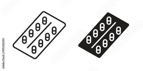Blister drug symbols, Solid black and editable stroke icons icon symbols, Solid black and editable stroke icons