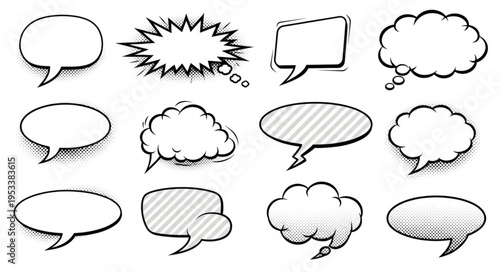 Collection of Hand Drawn Speech Bubbles and Thought Bubbles.