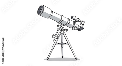 Telescope on a metal tripod stand.