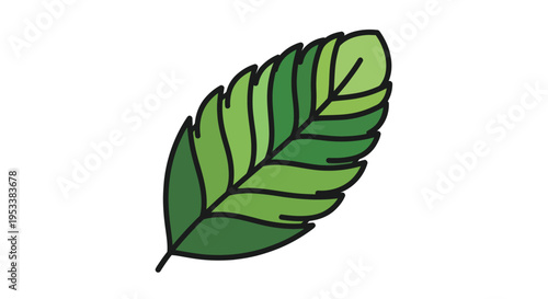 Green leaf illustration with veins.