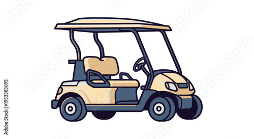Cartoon golf buggy vehicle transport.