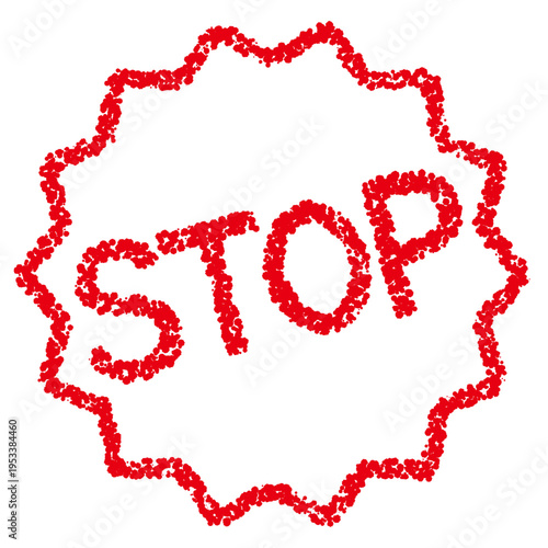 クレヨン素材　手描きのスタンプ風文字　STOP