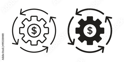 Business model icon symbols, Solid black and editable stroke icons