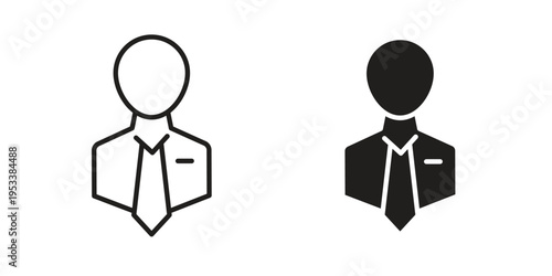 Businessman icon symbols, Solid black and editable stroke icons