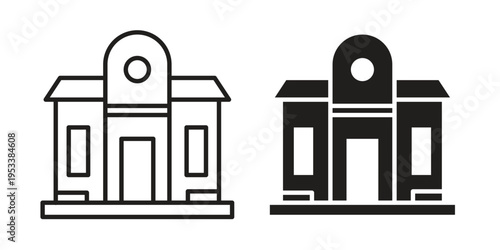 Campus icon symbols, Solid black and editable stroke icons